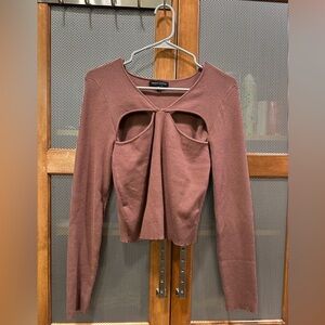 Kendall & Kylie Brown Cut Out Long Sleeve Size M